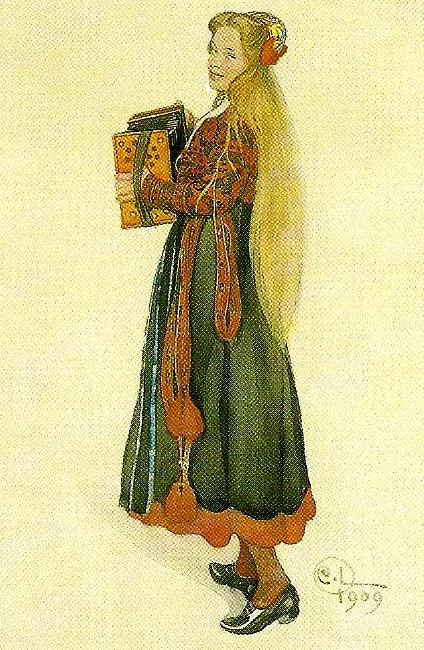 Carl Larsson flicka i bygdedrakt-lisbeth i sin delsbodrakt